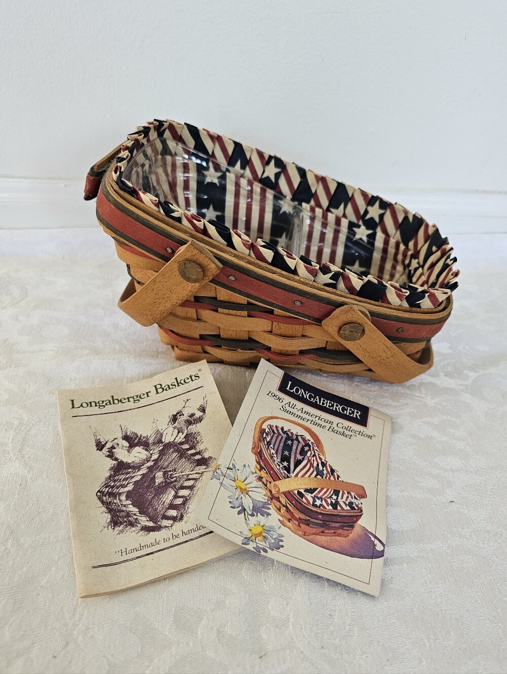 Vintage 1996 Longaberger All-American Summertime Basket w/Liner & Protector